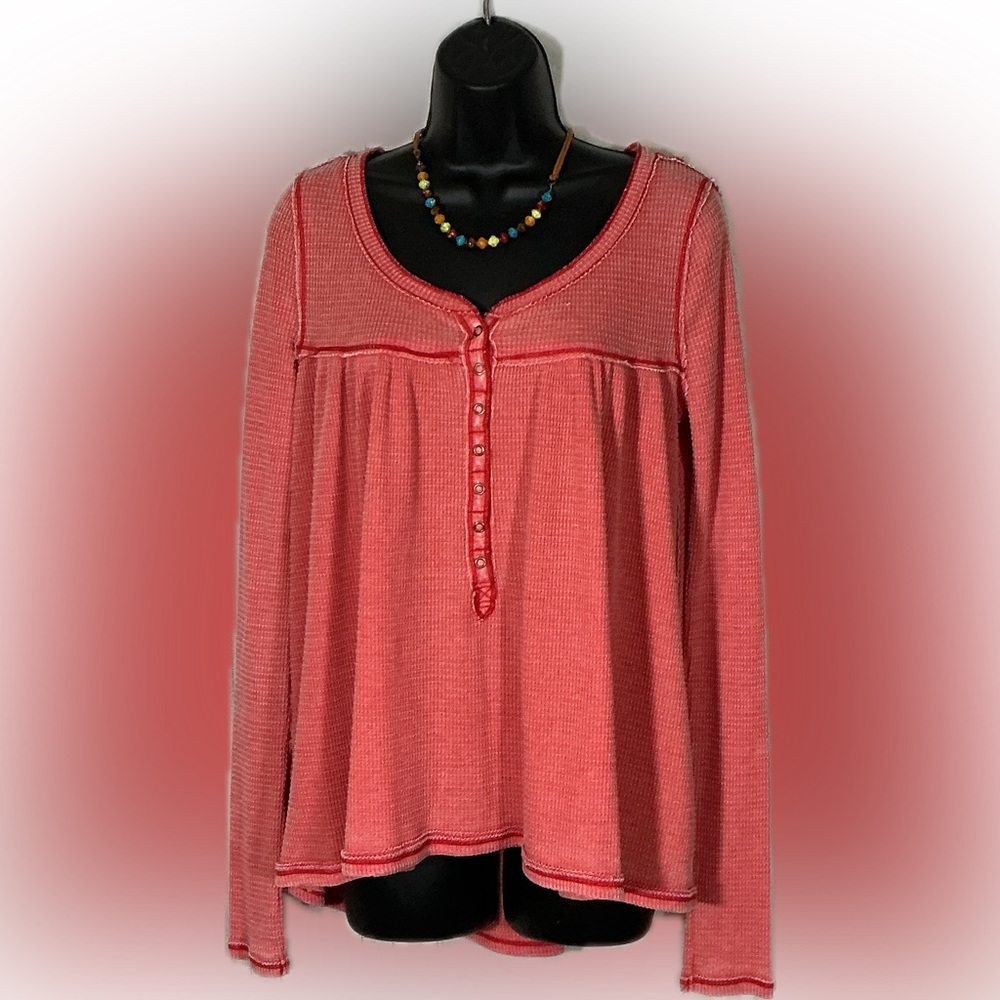 FP Movement by Free People Coral Thermal Henley Top Size S